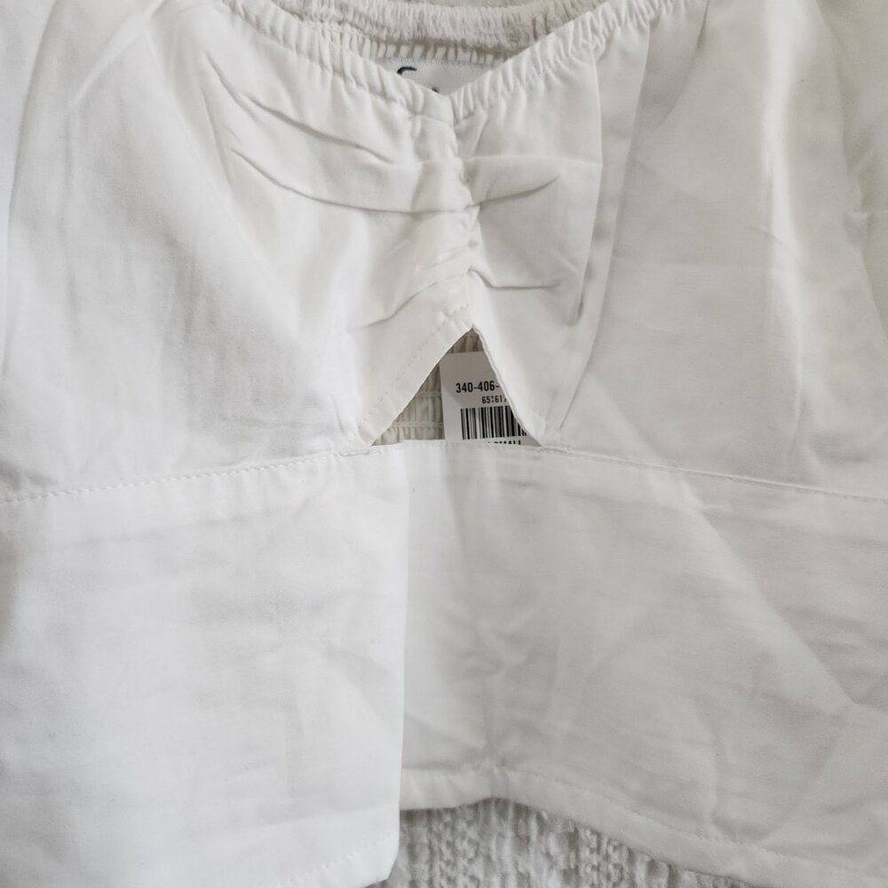 Hollister White Long Sleeve Smocked Back Crop Top Size X-Small NEW - Picture 5 of 12